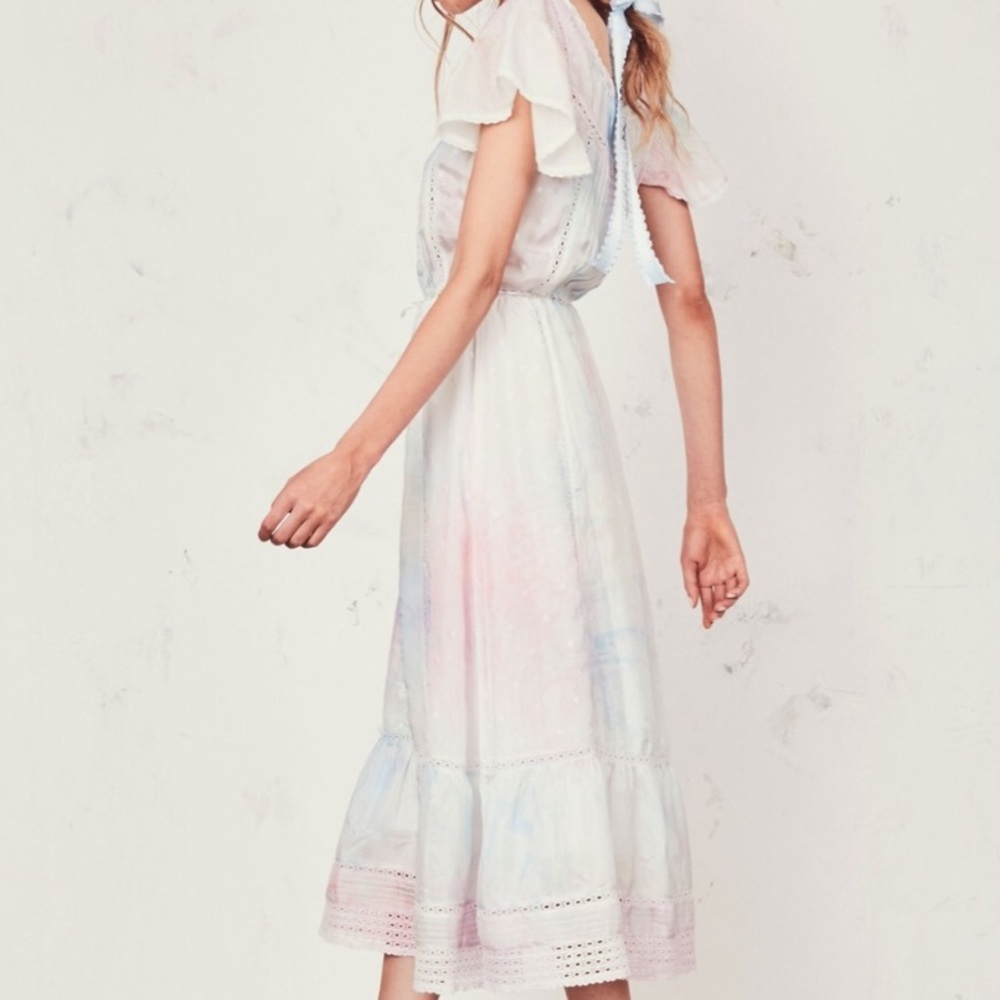LoveShackFancy Madeline Tie Dye Midi Dress Lace - Picture 5 of 8